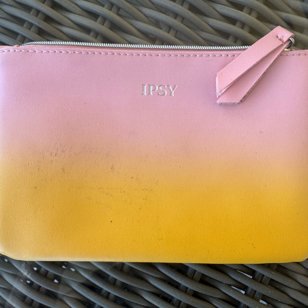 Ipsy Gradient Pink and Yellow Cosmetic Bag